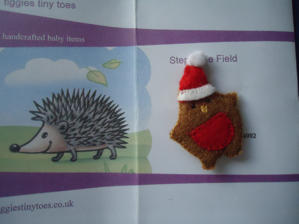 Christmas Beanie Hat Robin Badge