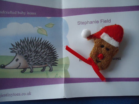 Christmas Beanie Hat Reindeer Badge