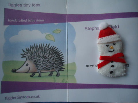 Christmas Beanie Hat Snowman Badge